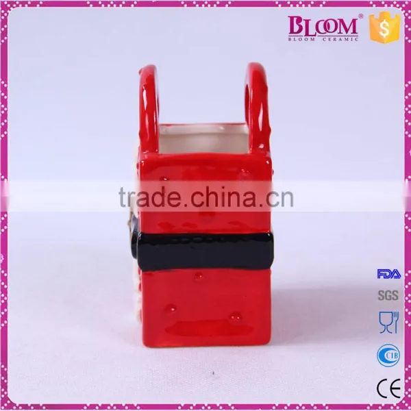 Handmade Craft Ceramic Christmas Red Gift Basket photo-4