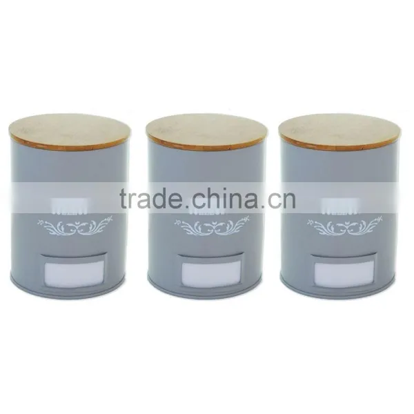 Colorful Canister With Wood Lid photo-3