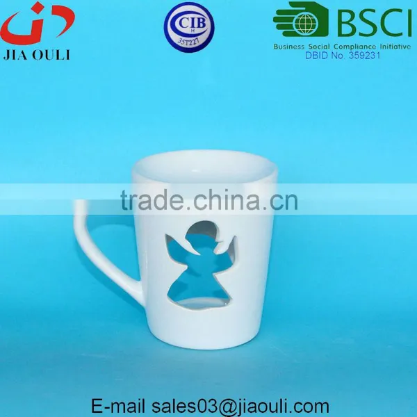 New Design Cup Shape White Glazed Ceramic Oil Burner, Fragrance Oil Lamps photo-3