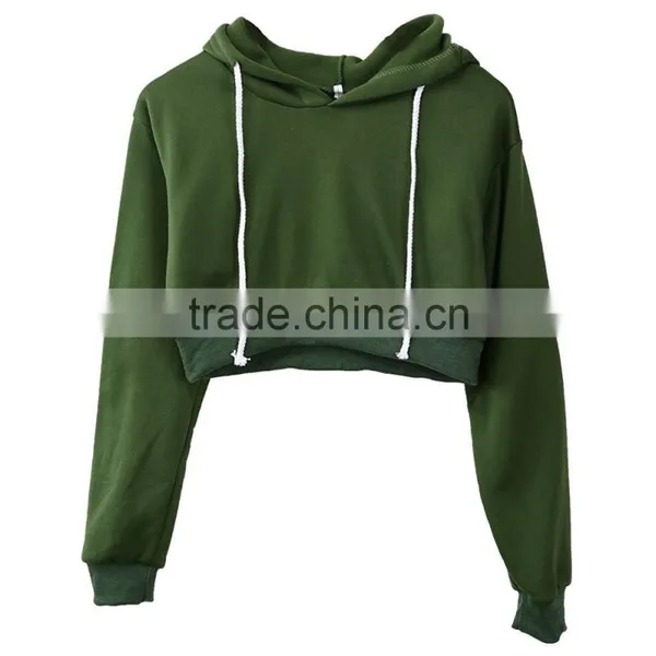 Womens Plain Crop Top Hoodies Hooded Pull Over Full Length Sleeve Sweatshirt Xxxl Hoodie Multi Color photo-2