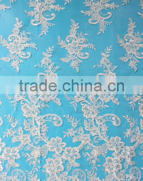 Promotional Embroidery Sequins and Beaded Lace Trim for Wedding Dress With Bottom Price photo-6