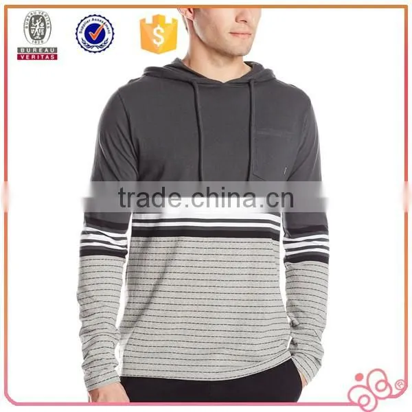 2016 Men Fashion Stripe Long Sleeve t Shirt With Hood