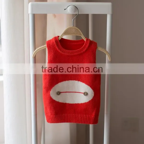 S32889W Kids Girls Knitted Vest Coat 2017 Cotton Cartoon Sweater Waistcoat Baby Girls Vest photo-3