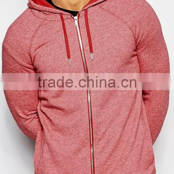 2017 Spring China OEM Tshirt With Hood Men's Light Heather Color Heather Red photo-2