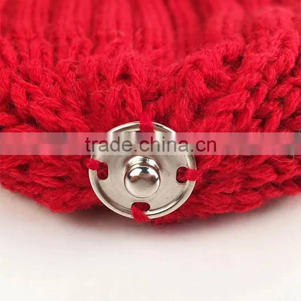 Myfur Wholesale Red Color Real Raccoon Fur Pompom Knit Hat Detachable Fur Pom Pom Crochet Hat photo-4