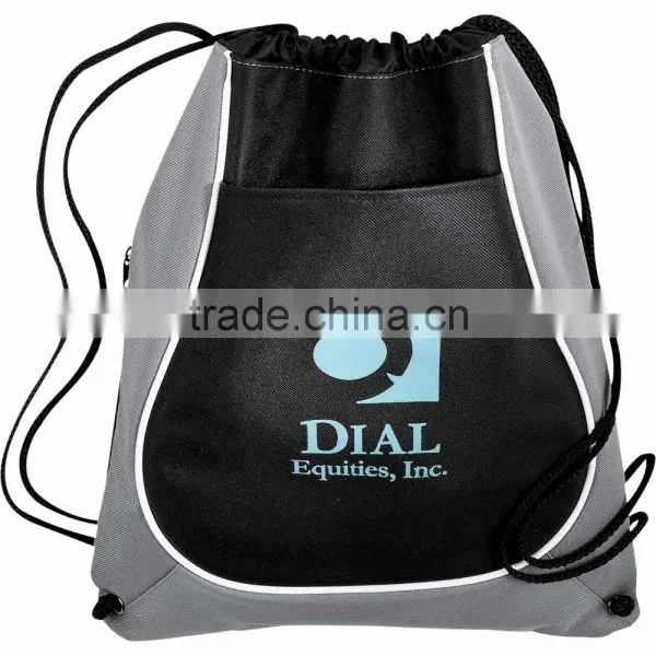 Coil Drawstring Backpack - Has an Open Main Compartment, Which Cinches at the Top, Open Front Pocket and Comes With Your Logo. photo-2