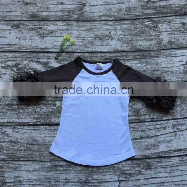 Free Shipping Girls Clothes O-neck Baby Girls Kids Icing Ruffle Raglan Tops Shirts Girls Casual Tops Fall Autumn Top T-shirt photo-3
