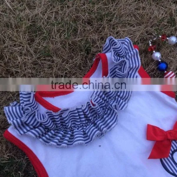 2015 New Hot Sell Anchor Red White Girl Outfits With Matching Necklace and Bow Wholesale Set photo-5