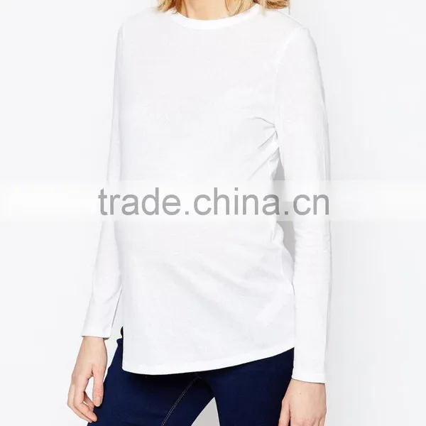 100% Cotton Long Sleeve Fashion Knitted Fabric o Neck Maternity Top Clothes photo-4
