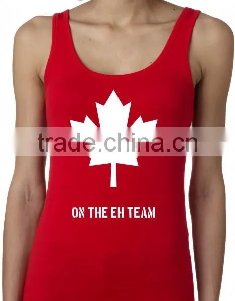 Casual Red Color Canada Tank Top for Women