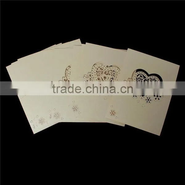Paper Wedding Party Name Place Cards Heart Hollow Light Golden photo-3