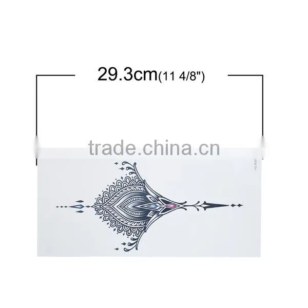 Paper Removable Waterproof Temporary Sternum Tattoo Sticker Body Art Black Filigree Pattern Tattoo Temporary photo-2