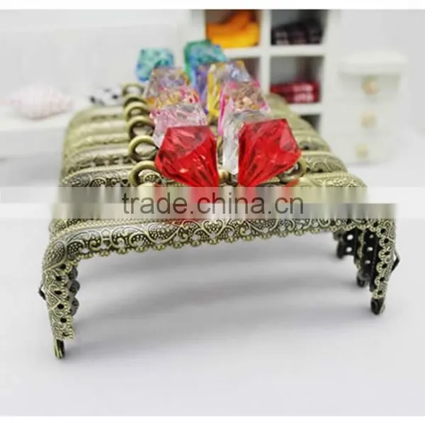 12.5cm 5 Inch Bronze Round Candy Diamond Kiss Lock Metal Handbag Frame photo-3