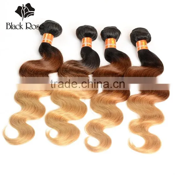 1b/4/27# Body Wave Virgin Brazilian Brown Hair With Blonde Highlights photo-3
