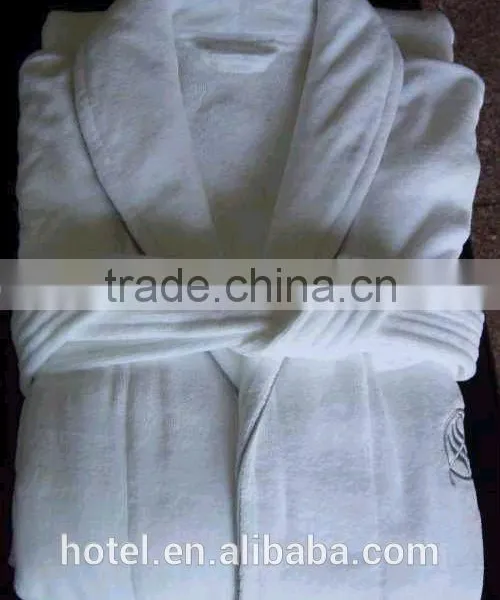 100% Cotton Hotel Velour Bathrobe With Logo photo-4