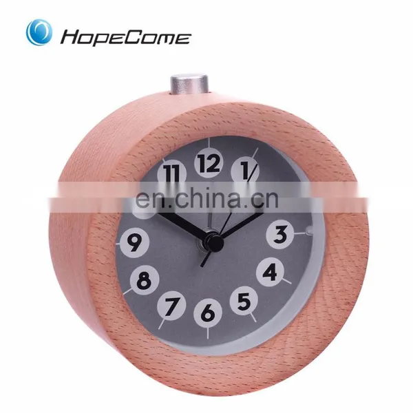 Promotional Quartz Twin Bell Alarm Desktop Clock Wood photo-4