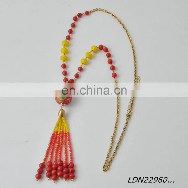 Latest Colours Ball And Beads With Antic Gold ChainNecklace photo-4