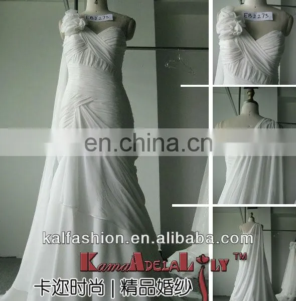 EB2273 One Shoulder With Handmade Flower Wedding Dress