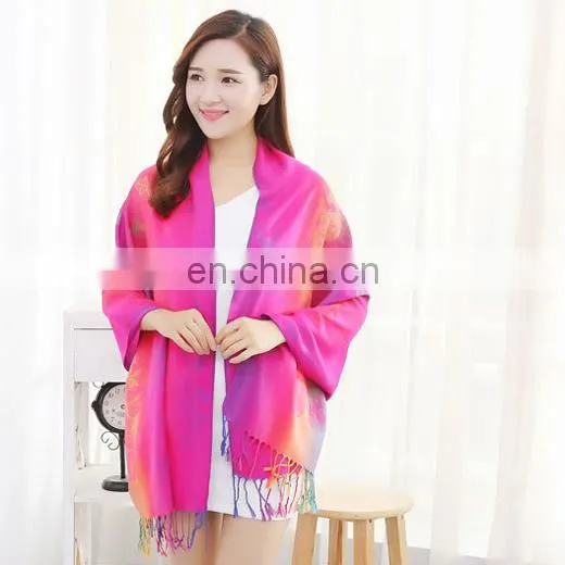 New Minority Style Thin Cotton Butterfly Jacquard Outdoor Poncho Scarf for Lady photo-2