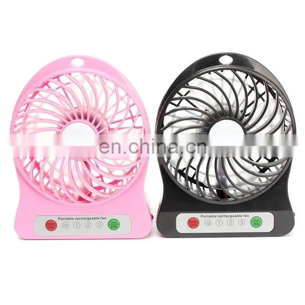 Custom Logo Printing Rechargeable Mini USB Desk Fan With LED Light photo-3