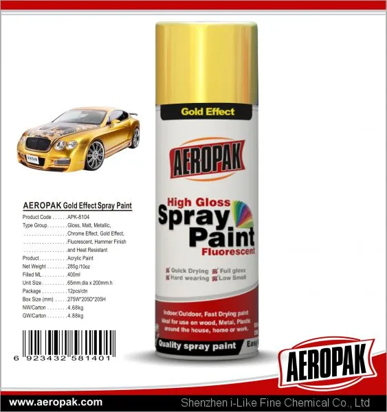 Aeropak Metallic Gold Mirror Effect Silver Chrome Spray Car Paint