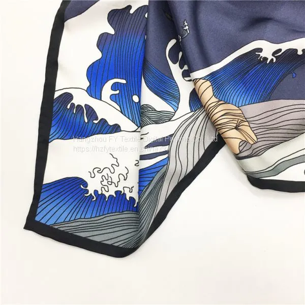 100%Silk Feeling Digital Printing Custom Silk Scarf photo-4