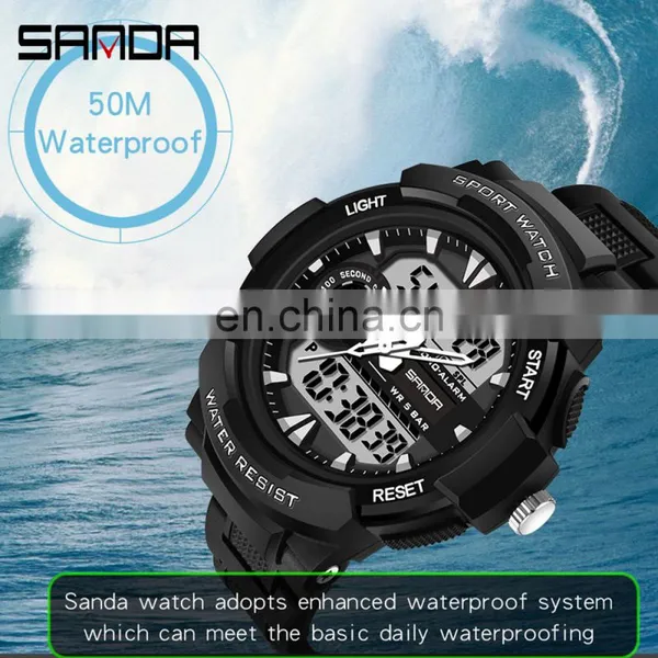 Sanda 6002 New Analogue LED Mens Watches Chrono Luminous Water Proof Sport Men Digital Watch photo-4