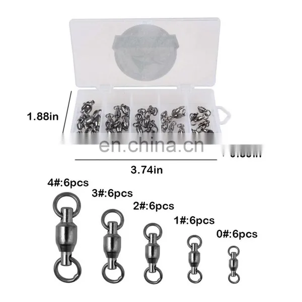 JOHNCOO High Quality Wholesale Fishing Snap Swivel Stainless Steel Snap Swivel Rolling Swivels Kits