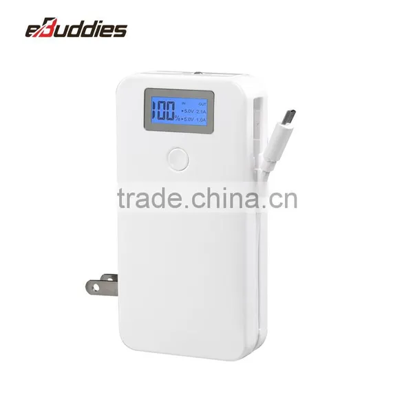 Built-in Cable 6000mAh Power Bank USB Cell Phone Portable Charger With LCD Indicator Display Screen photo-3