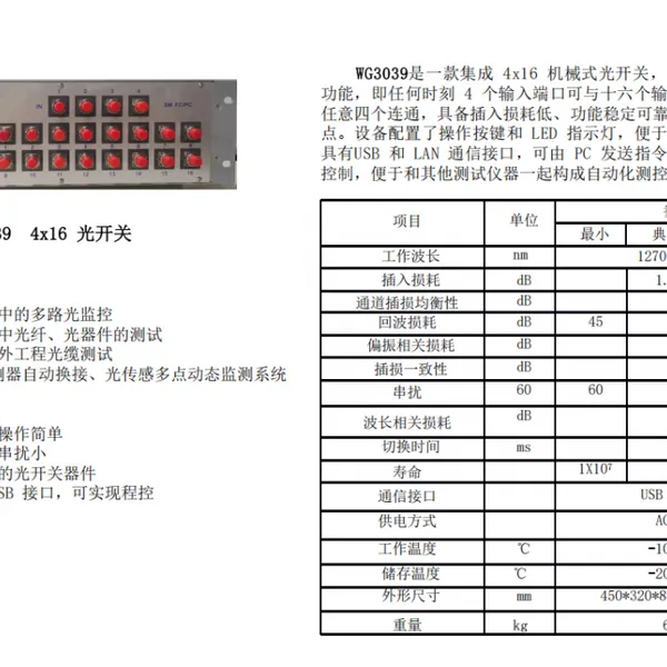 Wg3039 Matrix 4X16 Optical Switch photo-2