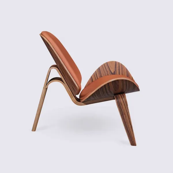 Design Tripod Armchair in Cognac Full Grain Leather and Rosewood – Carl photo-3