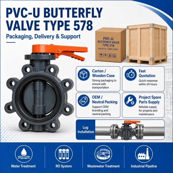 PVC-U Lug Style Butterfly Valve Type 578 With Hand Lever For Water Treatment Pipeline photo-5