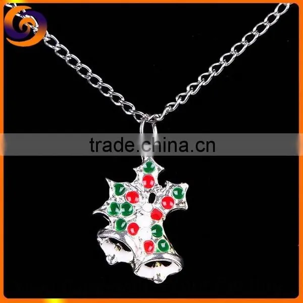 Zinc Alloy Christmas Stockings Snowman Bell Necklace photo-3