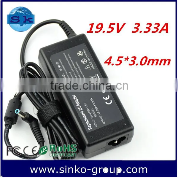 AC 100-240V 1.5A 50-60Hz 65w Switching Laptop Adapter for 19.5v 3.33a 4.5*3.0mm