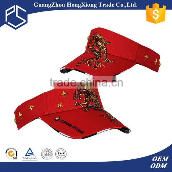 Guangzhou Hongxiong promotional men's big sports visor/sun visor cap/ hat