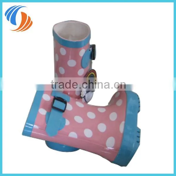 New Children White Dot Black/Pink Waterproof Rainboots Rubber Boots photo-2