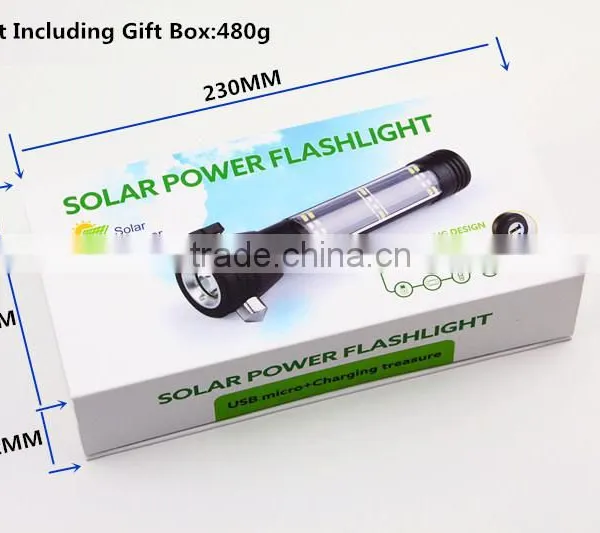 Gift Box-2016 NewTen Functions in One Flashlight,Solar LED Torch With Hammer Campus USB Android Output Car Essential Emmergency photo-5