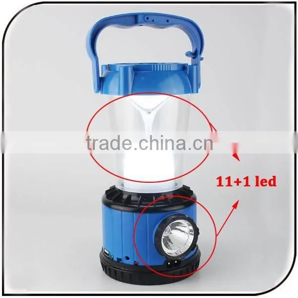 Solar Powered 11+1 Led Plastic Two Modes Power Bank Function Solar Camping Light With USB Port photo-2