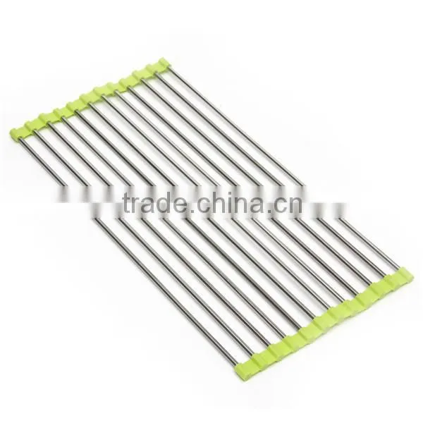 Over Sink Roll Up Dish Drying Mat / Stainless Steel Drain Rack photo-5
