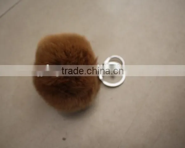 Rex Rabbit Fur Pompons/fluffy Rex Rabbit Fur Colorful 6cm Key Chain photo-3