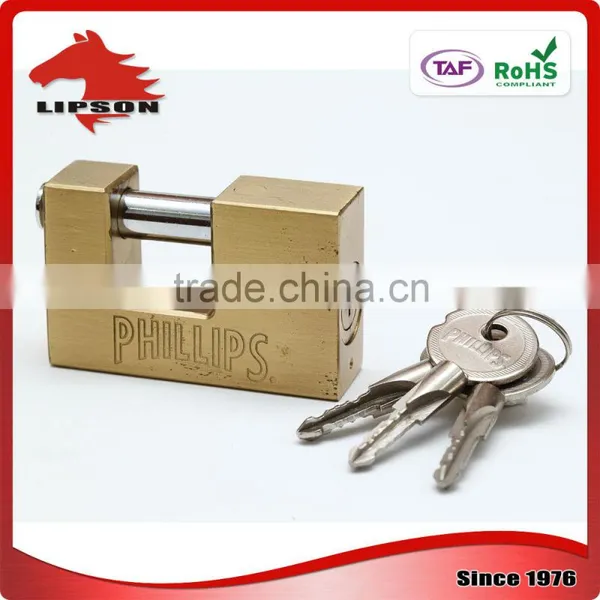 Brass Rectangular Padlock With Kaba Key photo-4