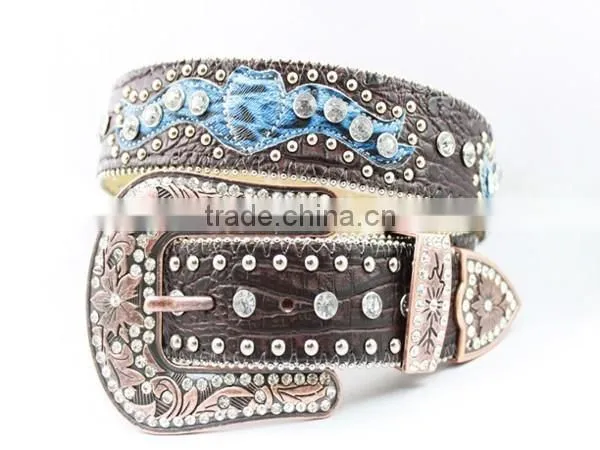 2015 Western Black Embossed Women Rhinestone Belts photo-2