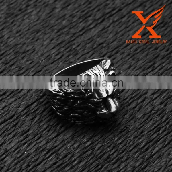 In Stock Man Jewelry Top Quality Luxury Wholesale Cheap Custom Hand Made Stainless Steel Casting Lion Shape Ring photo-3