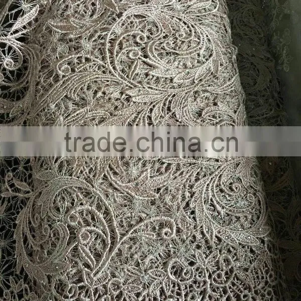 Heavy Lace Fabric Dubai Beaded Embroidery Designs Flower Lace Chemical Cord Lace Fabrics photo-2