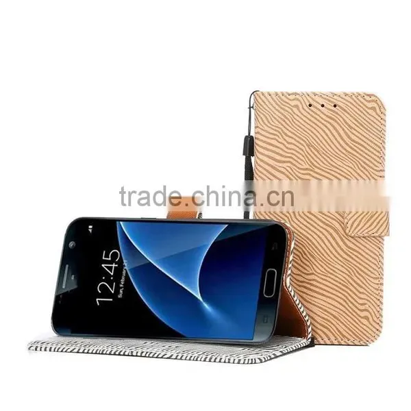 OEM Zebra Pattern Leather Smart Phone Case for Samsung S7 photo-4
