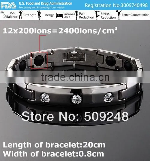 Noproblem D009 FDA Tourmaline Germanium Silver Charm Power Scalar Energy Magnetic Health Infinity Stainless Zircon Bracelet photo-4