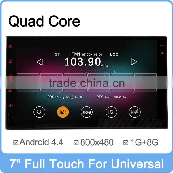 Wholesale Price 2G Ram 16GB Flash Full Touch Panel Quad Core Android 4.4 2 Din Car Radio Player Support OBDll