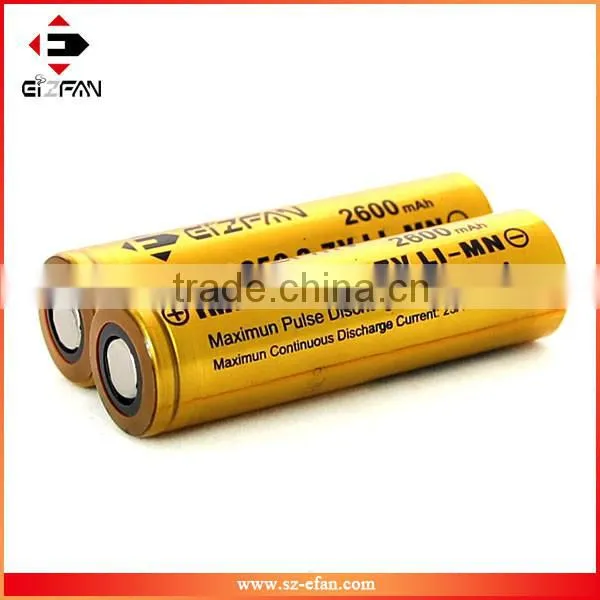 New Gold Efan IMR 18650 2600mAh 30A LiMn High Drain Flat for Mod Batteries photo-5