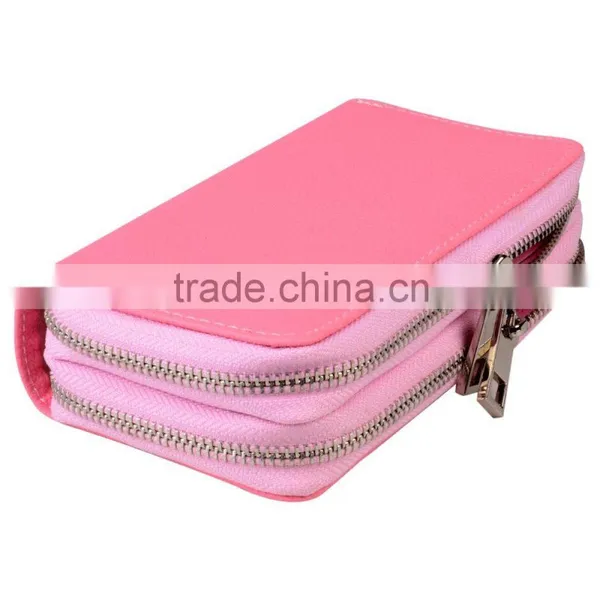 Mobile Phone Leather Wallet With Two Metal Zipper photo-5