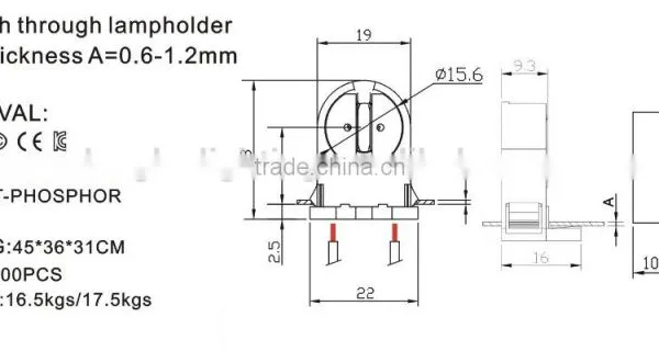 G5 Non-Shunted G5 Tombstone for T5 Tube Light Socket Lamp Holder photo-2